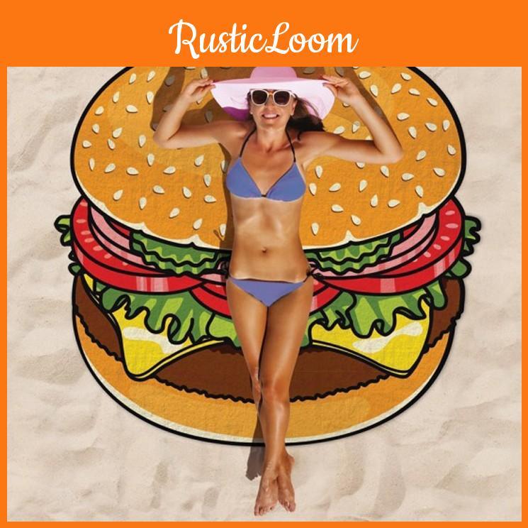 Hamburgers Donuts Pizza Design Strandlaken Voor Kinderen En Volwassenen Met Polyester Stof Voor Zwembad En Strand Gebruik