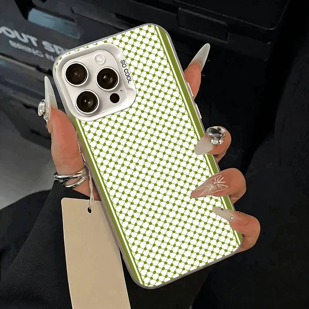 Palästinensische Keffiyeh Handyhülle Für iPhone 11 12 13 14 15 16 Pro Max Plus Weiß Silber Handyhülle