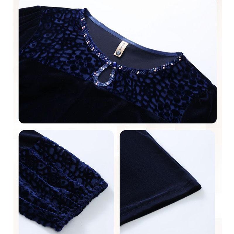 2pcs Pants Suit Autumn Women's Loose Plus-size Velvet Blouse High-waist Velvet Pants Two-piece Set