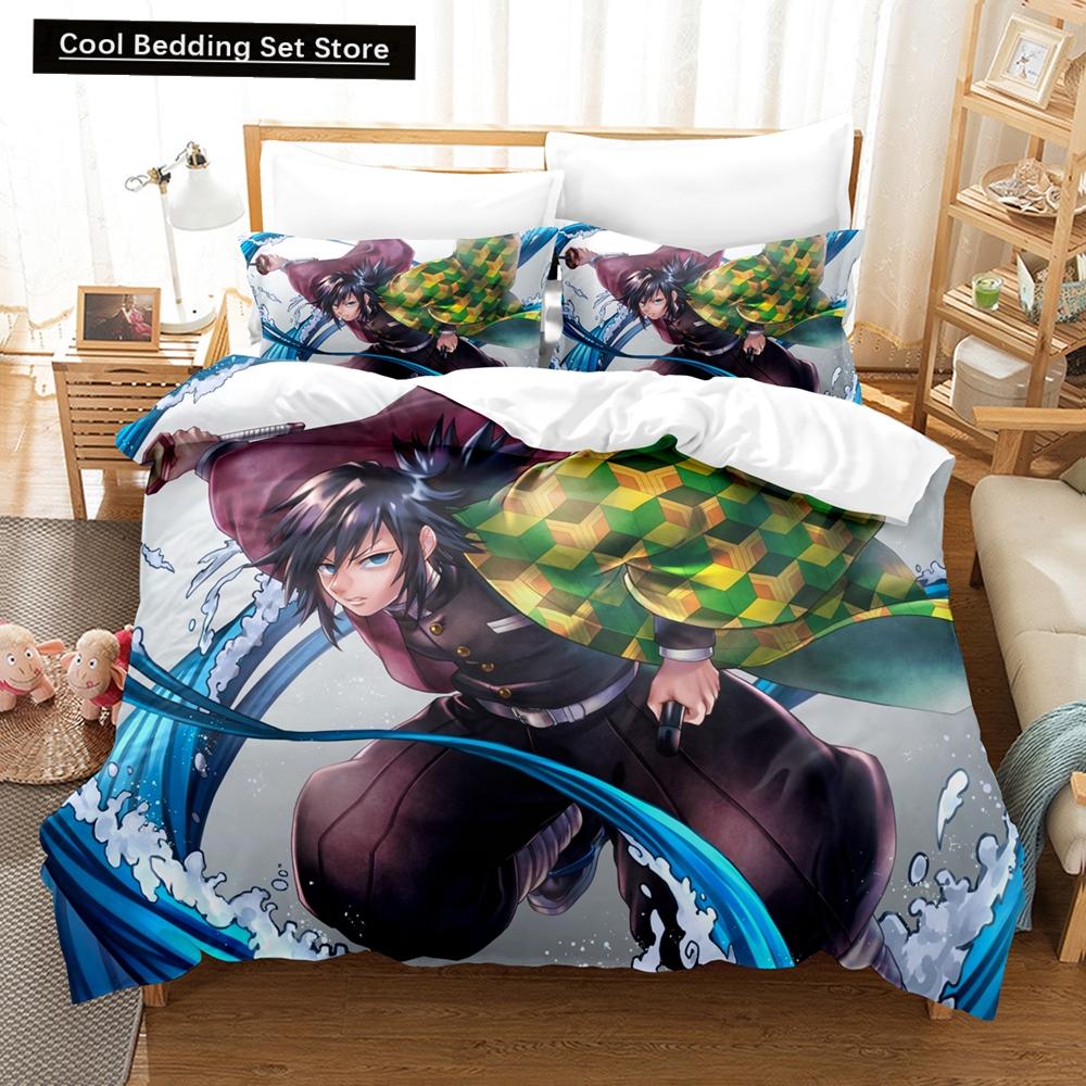 Fashion 3D Print Cartoons Demon Slayer Bedding Sets Duvet Cover Set With Pillowcase Twin Full Queen King Bedclothes Bed Linen