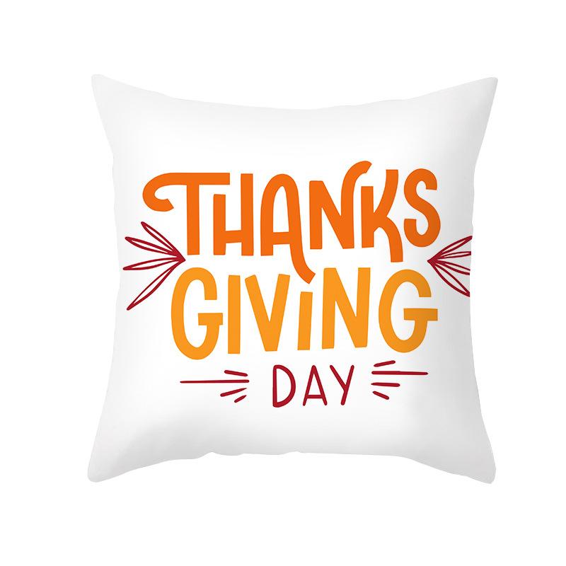 Autumn Harvest Thanksgiving Cushion Cover New Arrival Turkey Pumpkin Peach Skin Printed Cushion