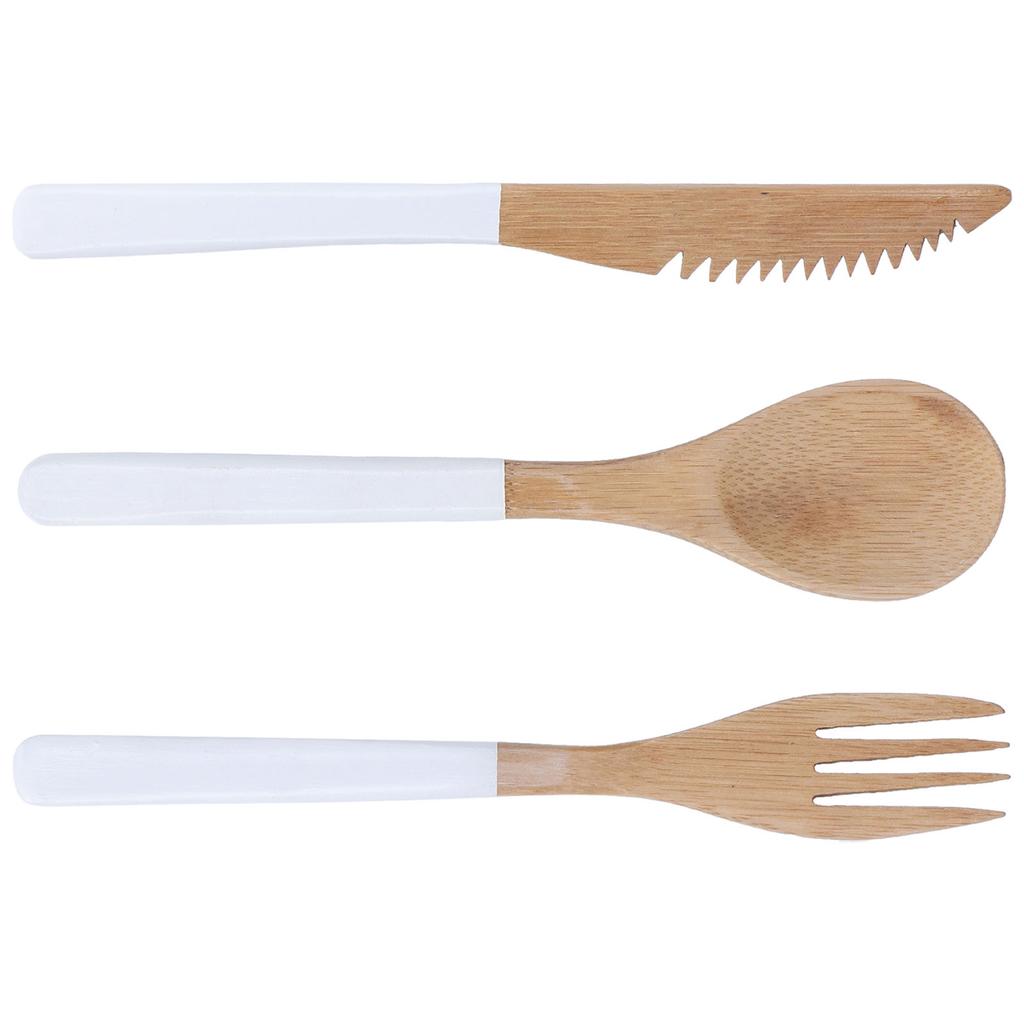 3Pcs Japanese Wooden Cutlery Set Safe BPA Free Wooden Cutlery Spoons Forks Knives for Kitchen