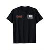 Britische Feuerwehr Rettungsdienst Feuerwehrmann Uniform T-Shirt - 100% Schwarz mit Weißem Feuerwehr Logo & Union Jack Flaggen Design, Lässige Lockere Passform Kurz