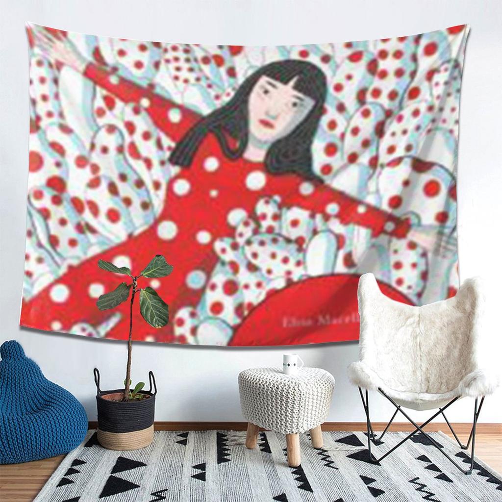 Yayoi Kusama Abstract Painting Tapestry Wall Hanging Aesthetic Home Decoration Tapestries for Living Room Bedroom