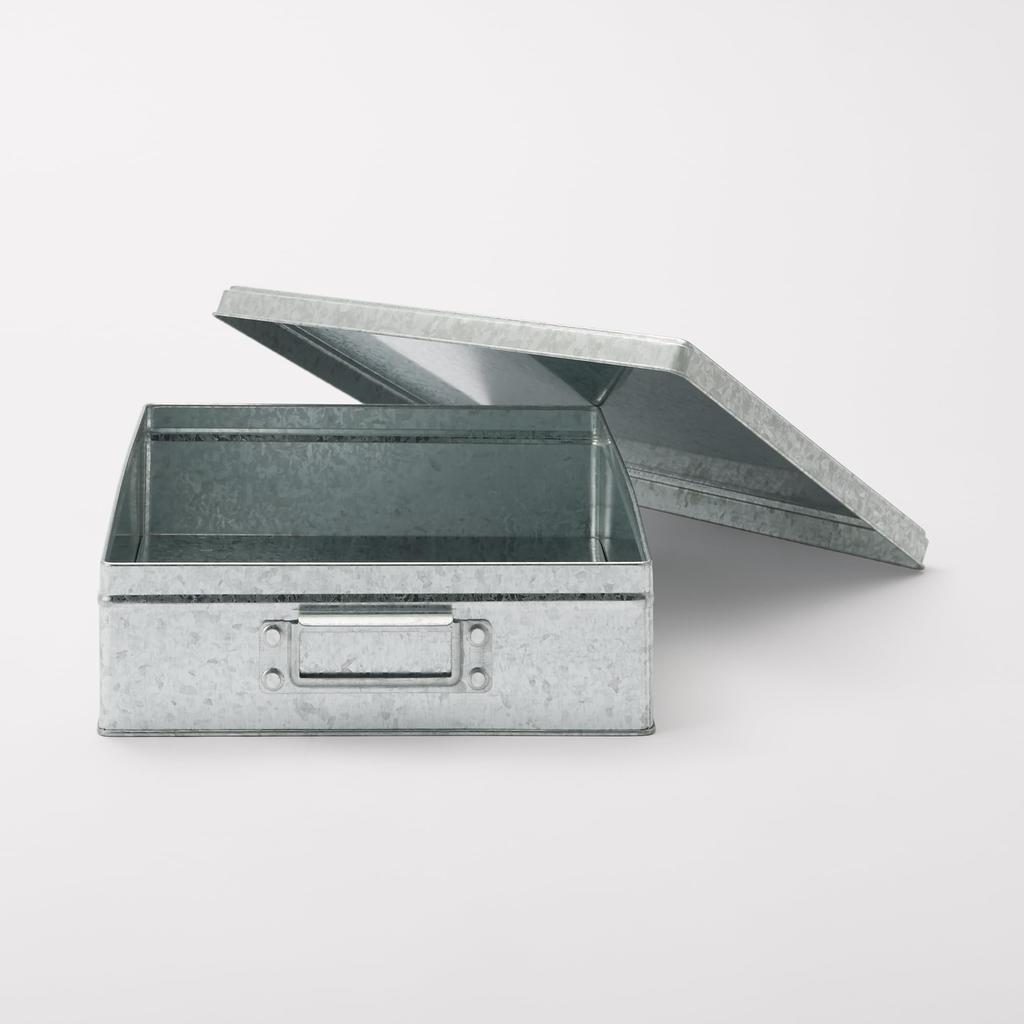 MUJI stor galvaniserad järnlåda KGG25A1S, 8,5 cm hög,