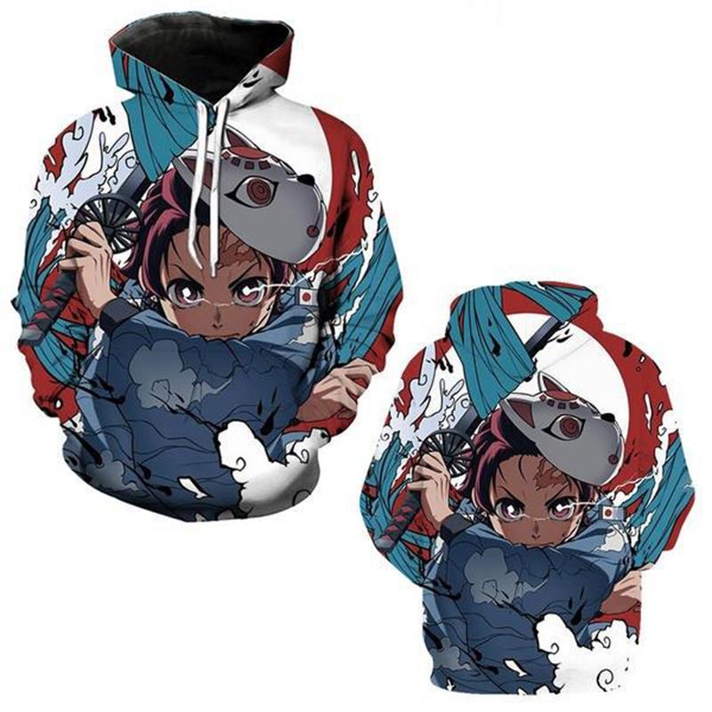 

Slayer 3d Demon Printed Loose Couples Hoodies Casual Hip Hop Hooded Sweatshirt Kamado Tanjirou,XL
