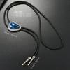Men's Vintage Irregular Colored Stone Bolo Tie Cowboy Costume Accessory Western Faux Leather Cord Necktie Necklace Chain