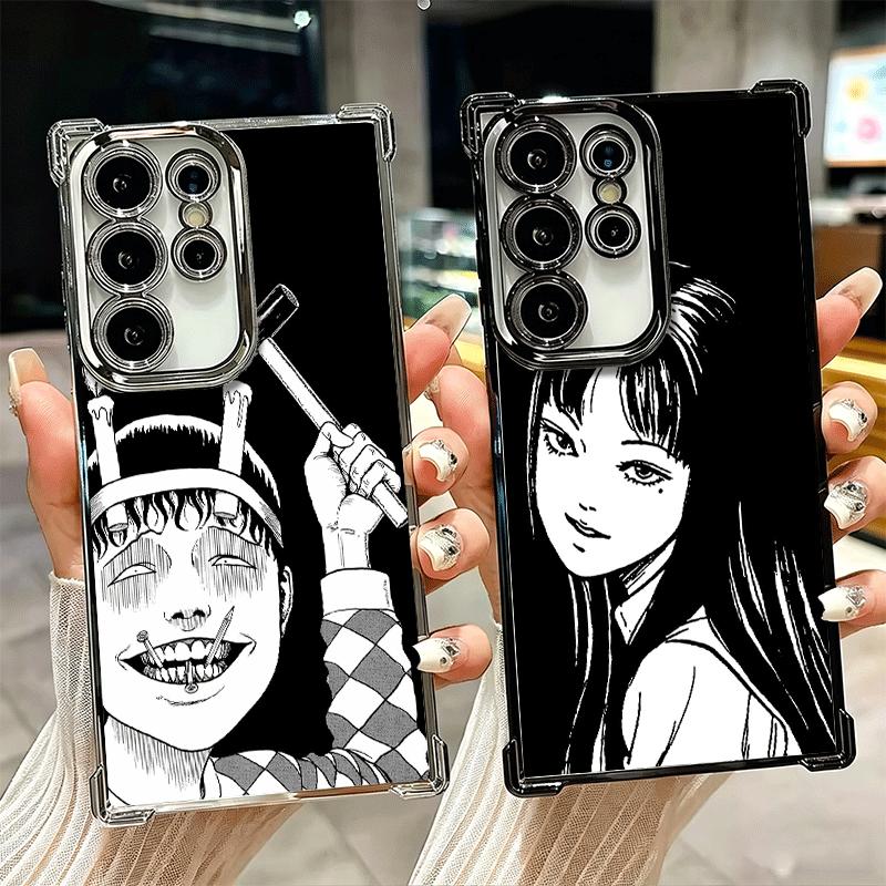 Japanese Horror Anime Plating Phone Case For Samsung Galaxy S24 S25 FE S26 Edge S23 Ultra S22 S21 Plus S20 Anti-Fall Airabag Cov