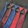 Men's 7cm Easy-Pull Zipper Tie, 1200-Needle Yarn-Dyed Polyester