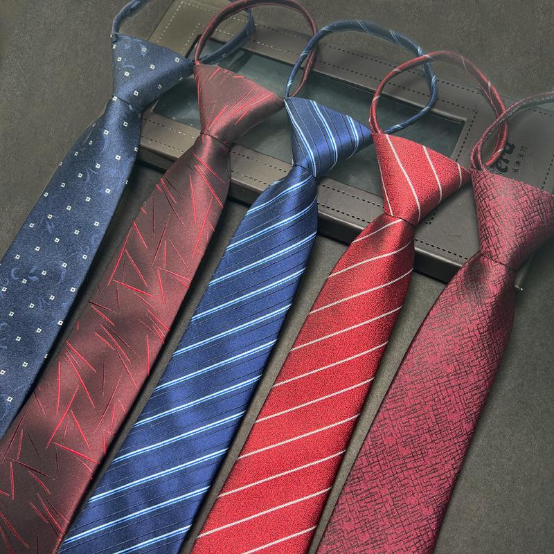 Men's 7cm Easy-Pull Zipper Tie, 1200-Needle Yarn-Dyed Polyester