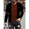 Herbst Rundhals Modisch Vielseitig Freizeit Streifen 3D Langarm T-Shirt Herren Mode Komfort Locker Sport Großes T-Shirt