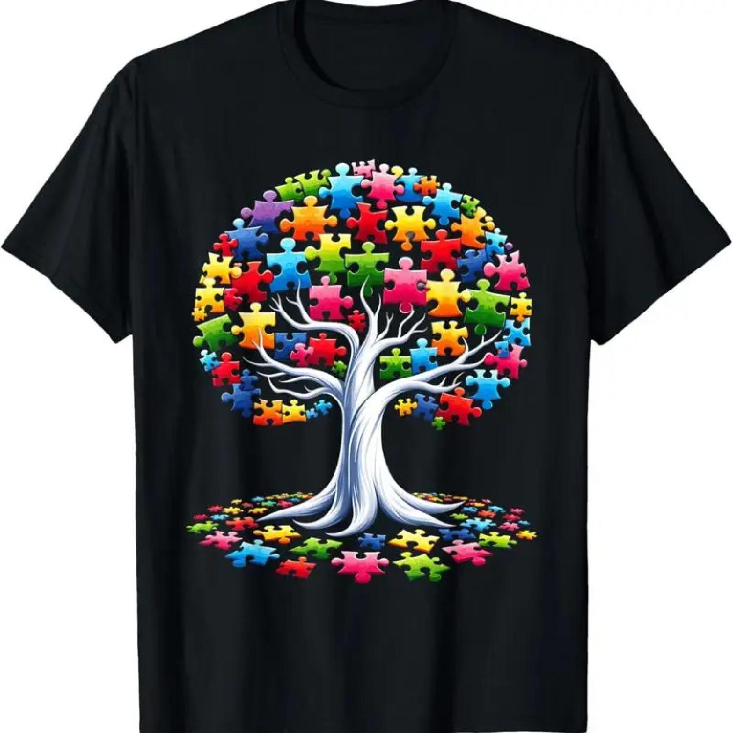 Tree Puzzle Autism Awareness Month Funny Asd Support T Shirt S
