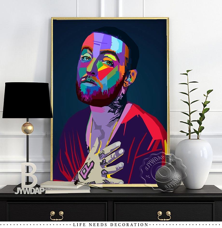 Poster e Stampe di Star della Musica Rap Astratta Moderna Hiphop Rapper Arte da Parete Quadri da Parete Pittura su Tela per Decorazione Domestica Senza Cornice