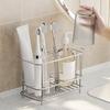 Stainless Steel Toothbrush Holder Bathroom Toothpaste Holder Stand with Quick Drainage Countertop Organizer for Bathroom Accessories