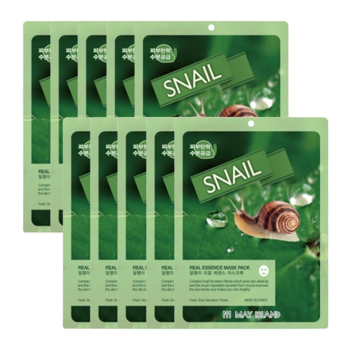 May Island Real Essence Mask Pack Snail Nourishing Elasticity Sheet Mask 25ml*10ea