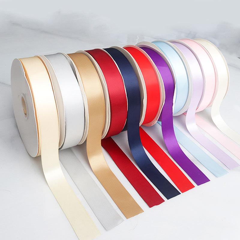 Double-sided Solid Color Ribbon 2.5cm Polyester Ribbon Companion Gift Package Decorative Ribbon Ribbon Ribbon Roll Ribbon Cake Home Decoration