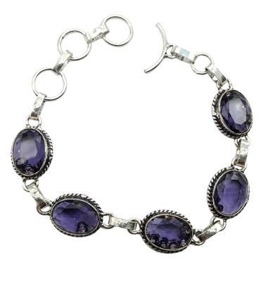 Amethyst Gemstone Silver Plated Handmade Bracelet Jewelry BR 100