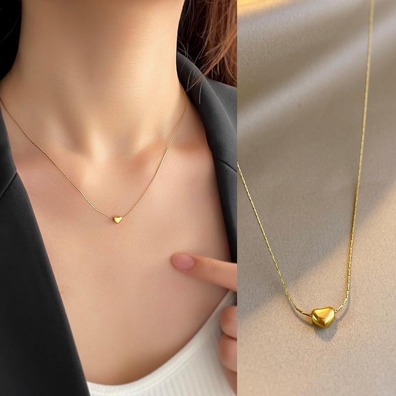 

Stainless steel simple smooth heart pendant necklace Girl party birthday gift