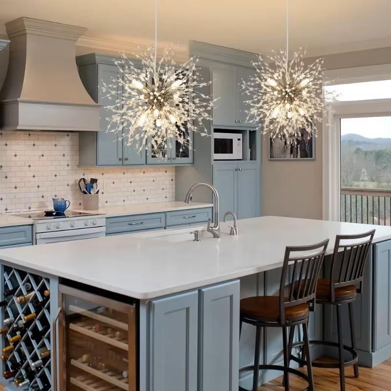 Modern Dandelion LED Chandelier Lighting Pendant Lamp For Living Room Dining Room Bedroom Home Decoration Art Crystal Lamps