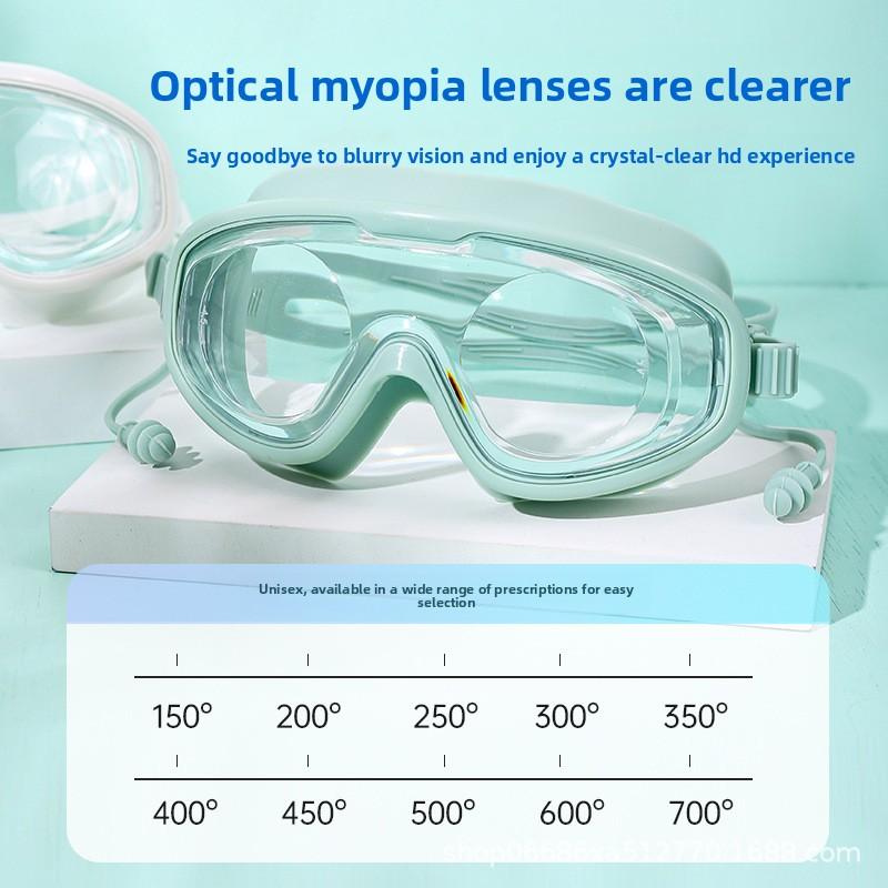 Duże Gogle Pływackie z Oprawką Krótkowzroczność ze Stopniem Wysoka Rozdzielczość Przeciwmgielne Wodoodporne Specjalistyczny Sprzęt Damski Męskie Dorosłe Gogle Pływackie