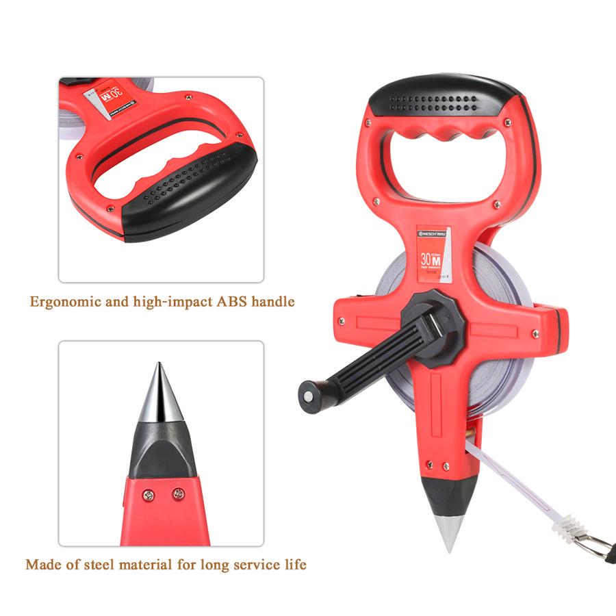 Round Disc Fiberglass Tape Measure with Yellow Shell: 30m, 50m, 100m Options