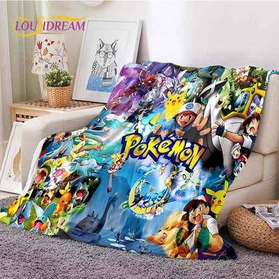 Pokemon Blanket Pikachu Pattern Throw Blanket Couch Quilt Cover Travel Bedding Outlet Throw Blanket Flannel Blanket Bedspread