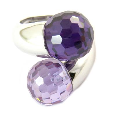 Purple 'Toi & Moi' Silver Ring