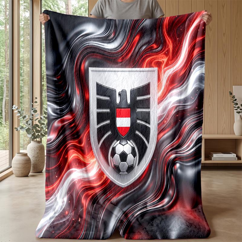 Austria Football Printed Flannel Blanket Skin Friendly Warm Decorative Throw for Indoor Couch Bed Daily Use
