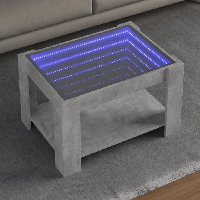 VidaXL Coffee Table with LED Concrete Grey 73x53x45 Cm Engineered Wood, Side Table, Living Room Table, Side Table, End Table 847549
