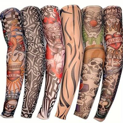 6 adet Yaz Açık Bisiklet MTB Güneş Koruyucu 3D Baskı Dövme Kol Adam Mangas Para Brazo UV Koruma kadın Kol Kollu