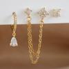 3PCS Set Stainless Steel Crystal CZ Butterfly Ear Stud Earring Gold Plated Pendant Water Drop Cartilage Earring Piercing Jewelry