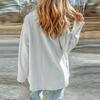 Womens Lapel Long Sleeve Casual Shirt Coat with Pockets Autumn Winter Loose Casual Plush Long Sleeve Jacket