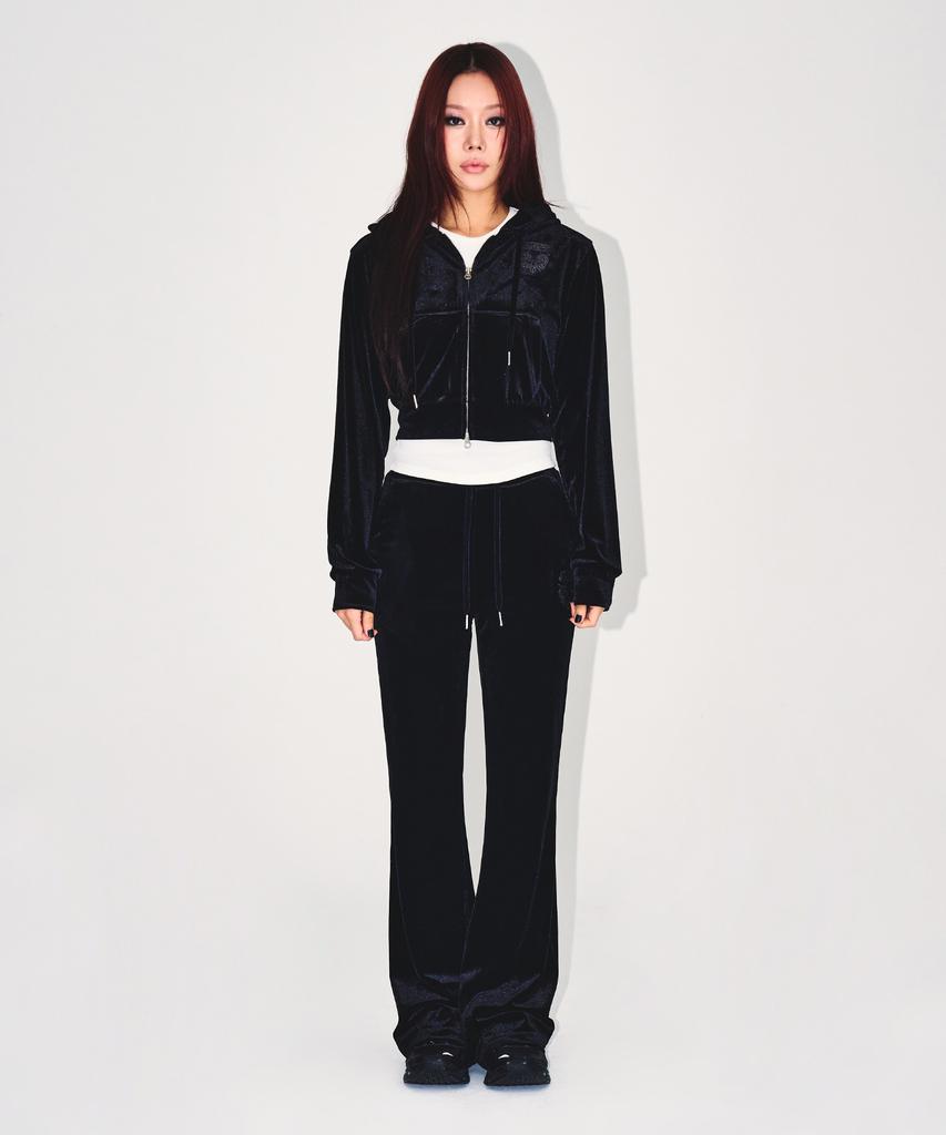 BORN TO WIN W Double B Velvet Boots Cut Pants [Black]
