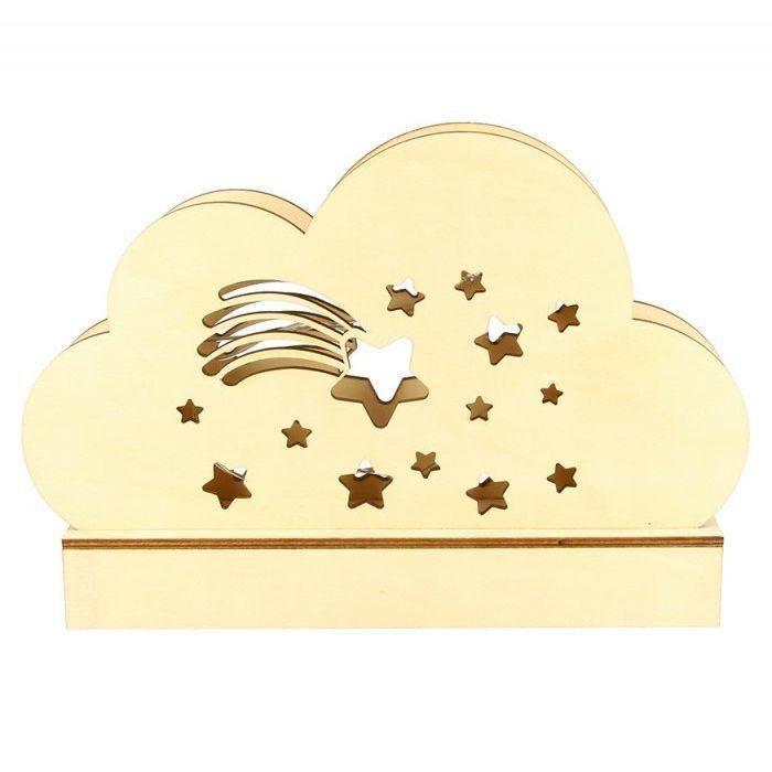 Lampe en bois LED à décorer 'Artemio - Rainbow' Nuage Etoile 25x13.7x5.5 cm