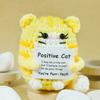 Funny Crochet Positive Cat Doll With Card Home Room Decoration Handmade Knitted Cat Christmas Doll Ornament Christmas Party Gift