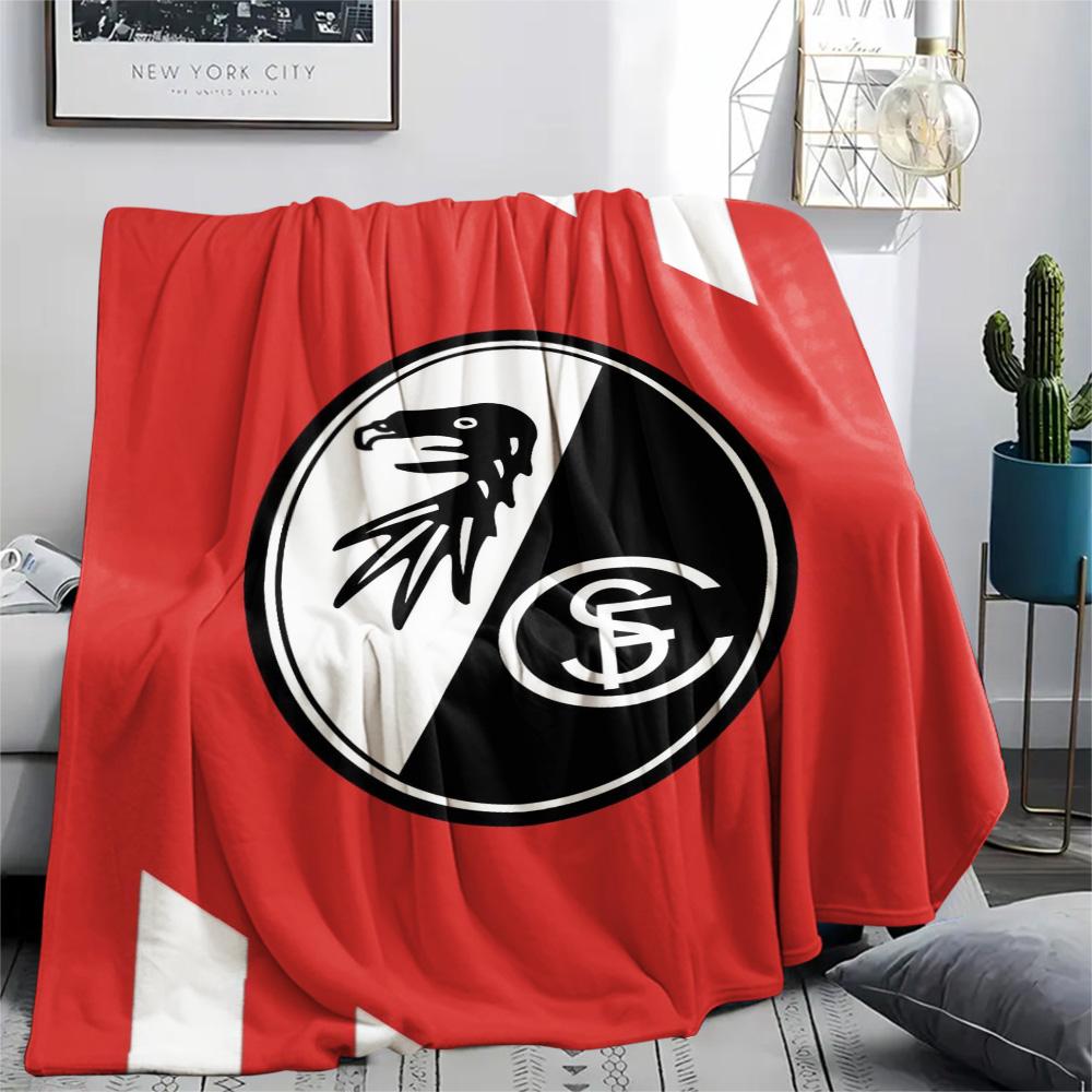 1Pc SC Freiburg Print Flannel Blanket High Quality Warm Comfortable Cover for All Seasons Perfect for Gifts Home Decor