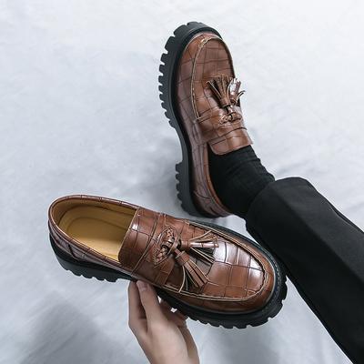 Heren casual loafers vrijetijds retro stijl Werk en feest 38-46 Dikke zool leren schoenen Kwastje Klassiek plus size