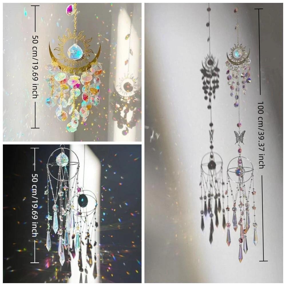 Handmade Crystal Sun Catcher Rainbow Prism Rainbow Prism Window Hanging Sun Moon Pendant Women