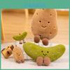 Cute Brown And Green Potato Plush Toy With Soft Pp Cotton Filling For Kids