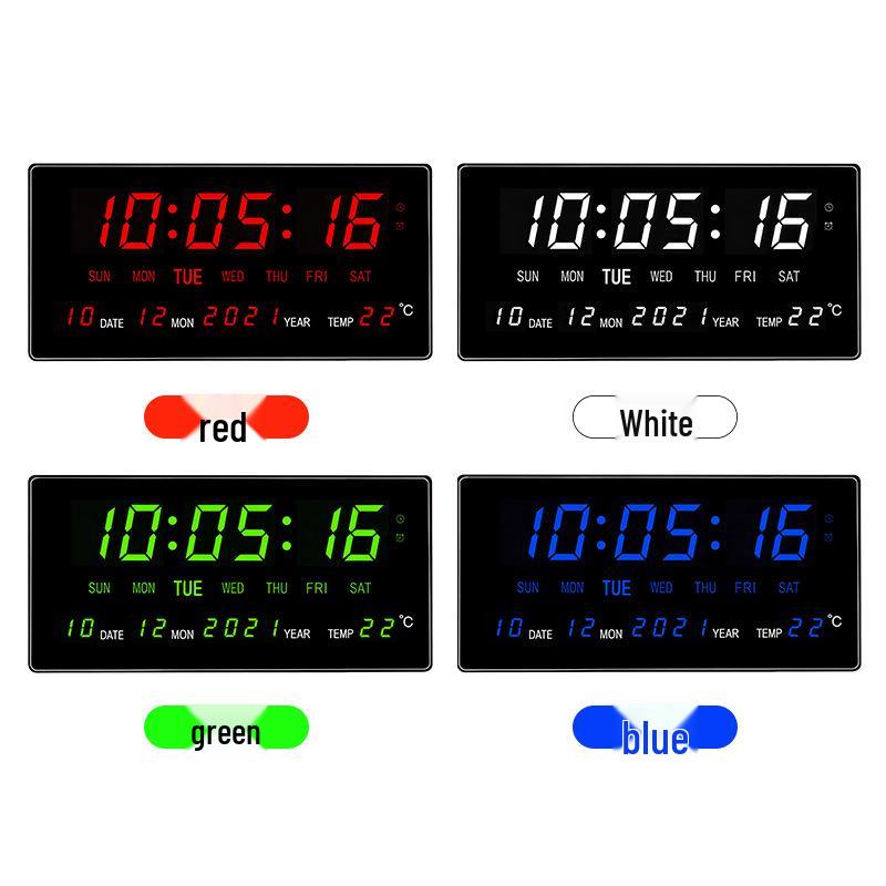 Smart LED Wall Clock with Large Digital Screen, Temperature Display, and Perpetual Calendar