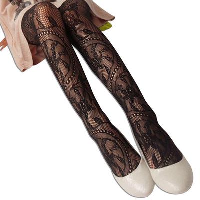 Womens Mesh Flower Pattern Stockings Lace Hollow Pantyhose Tights Stockings