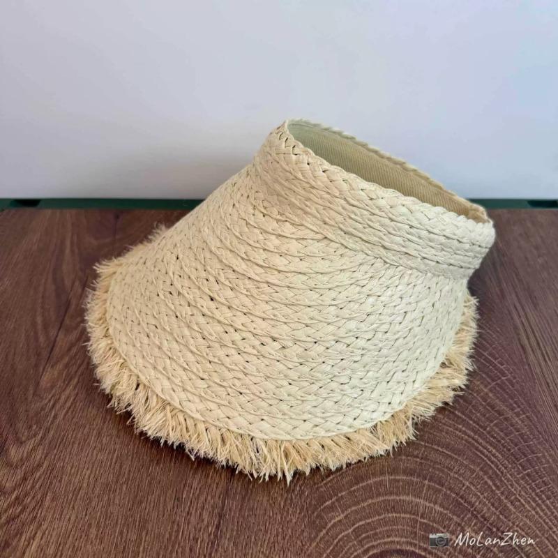 

Rough raffia empty top hat children summer travel shading sun protection beach straw hat seaside
