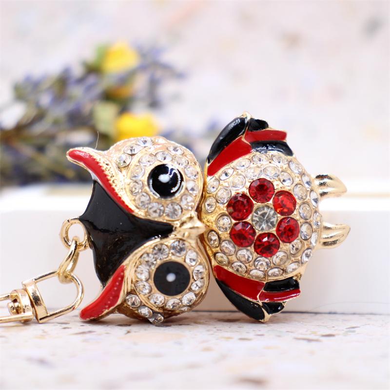 Lovely Owl Keychain Rhinestone Crystal Keyring Key Ring Chain Bag Charm Pendant Gift