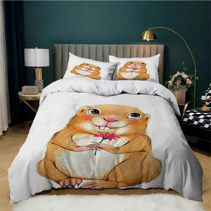 Hamster Bettbezug Haustier Meerschweinchen für Frauen Kinder Jungen Mädchen Lieblich Mini Tiere Bettdeckenbezug für Schlafzimmer Dekorationen