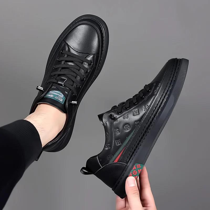 Fashion 2024 New Lente Heren Liftschoenen Heren Loafers Wit Zacht Lederen Mocassins Hoogte Verhoogd 5Cm Groter Schoenen Man Sneakers