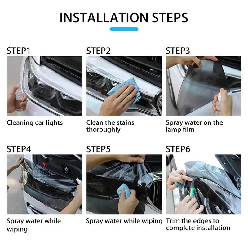 0.3m Car Wrap Film TPU Headlight Film Adaptive Guard Repair Scratches Photochromic Modification Film Car Decoration Accessories