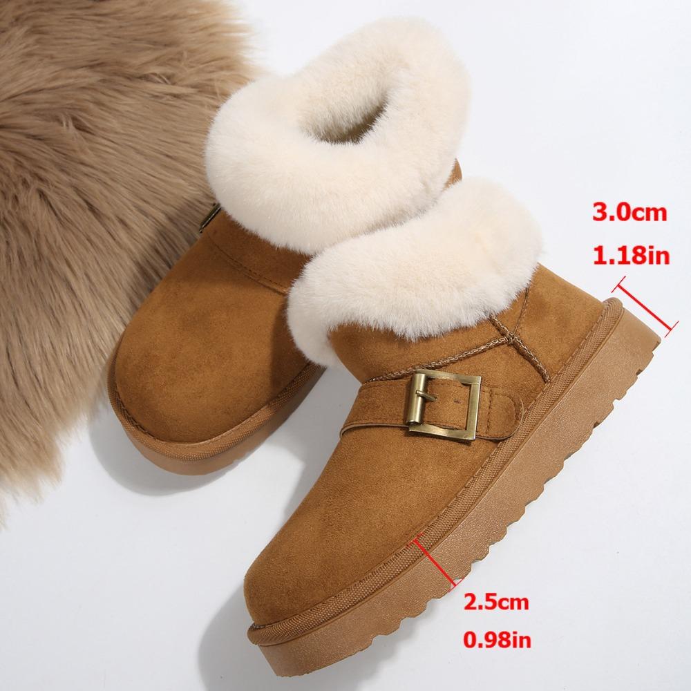 2025 Autumn/Winter New Style Thick-Soled Snow Boots for Women - Warm Short-Cut Solid Color Suede Casual Outdoor Cotton Shoes