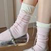 Stacked Socks Children's Bud Medium Tube Women's Socks Bow Cute Small White Leather Shoes Medium Long Socks