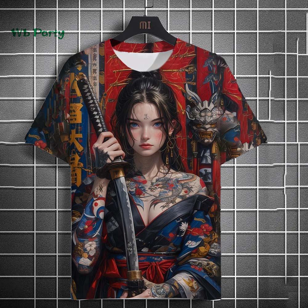 Japanese Manga Girl Style Print T-shirt 3D Print Men Short-Sleeved Tee Harajuku Tops Summer Oversized Men T-shirt Men's Clothing