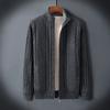 Men's Fall Fleece-Lined, Soft-to-the-Touch Sweater: Versatile Zipper Solid-Color Jacket
